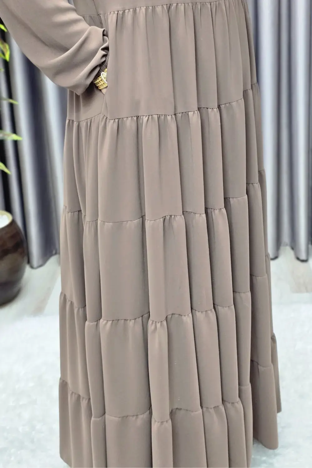 Kadın Tesettür Giyim 5 Katlı Endonezya Krebi Elbise