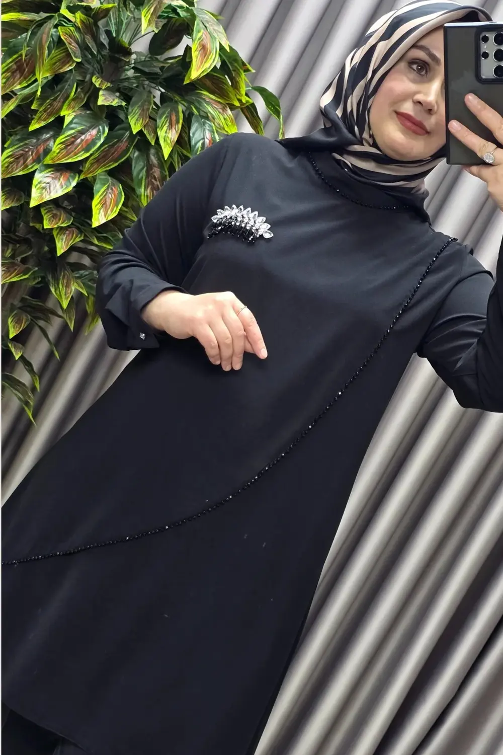 Kadın Tesettür Giyim Büyük Beden Çağla Krep İkili Takım