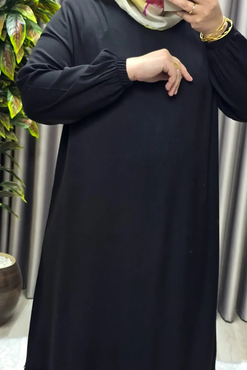 Kadın Tesettür Giyim Büyük Beden Düz Fırfırlı Elbise