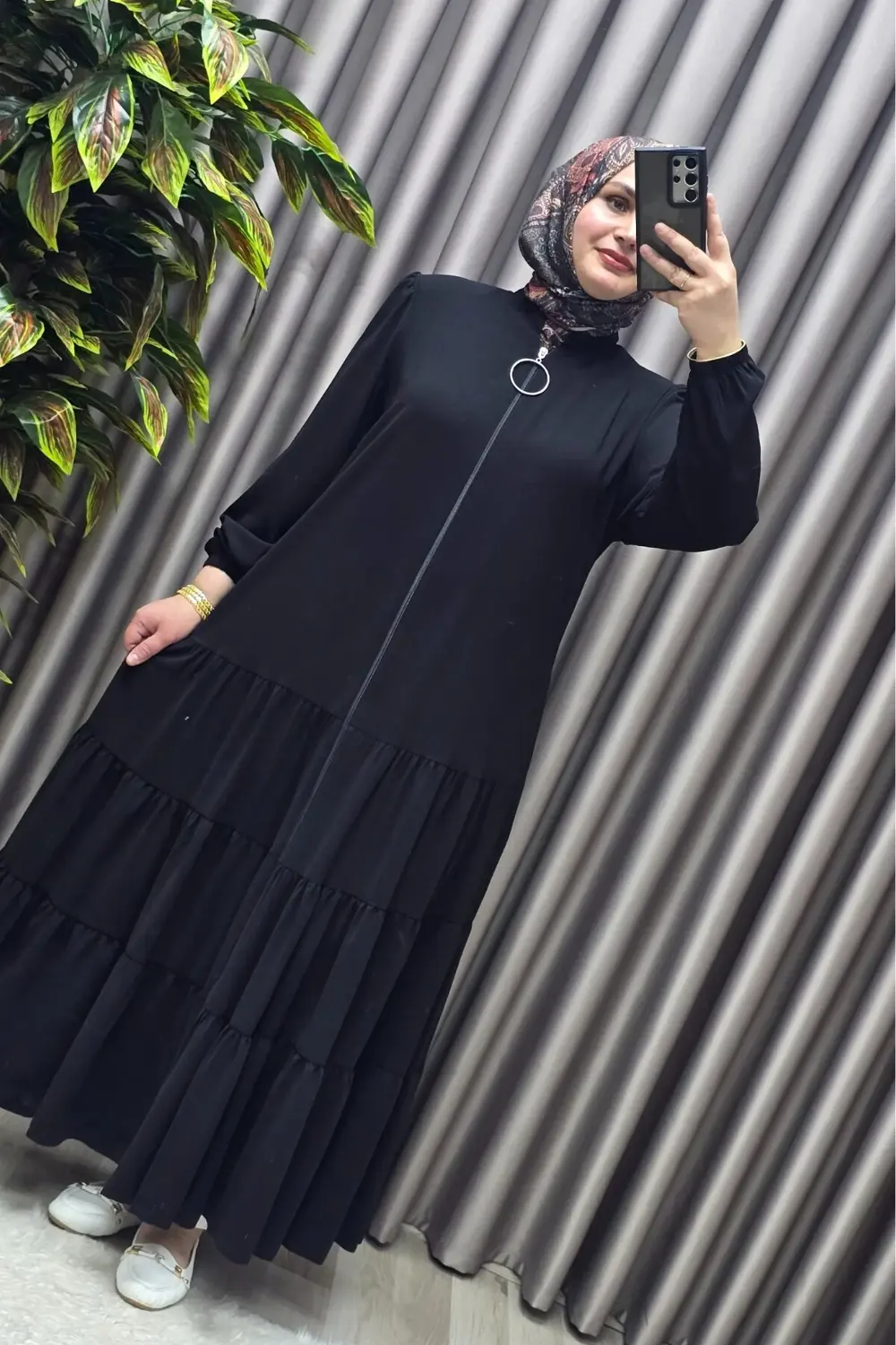 Kadın Tesettür Giyim Büyük Beden Elbise Ferace