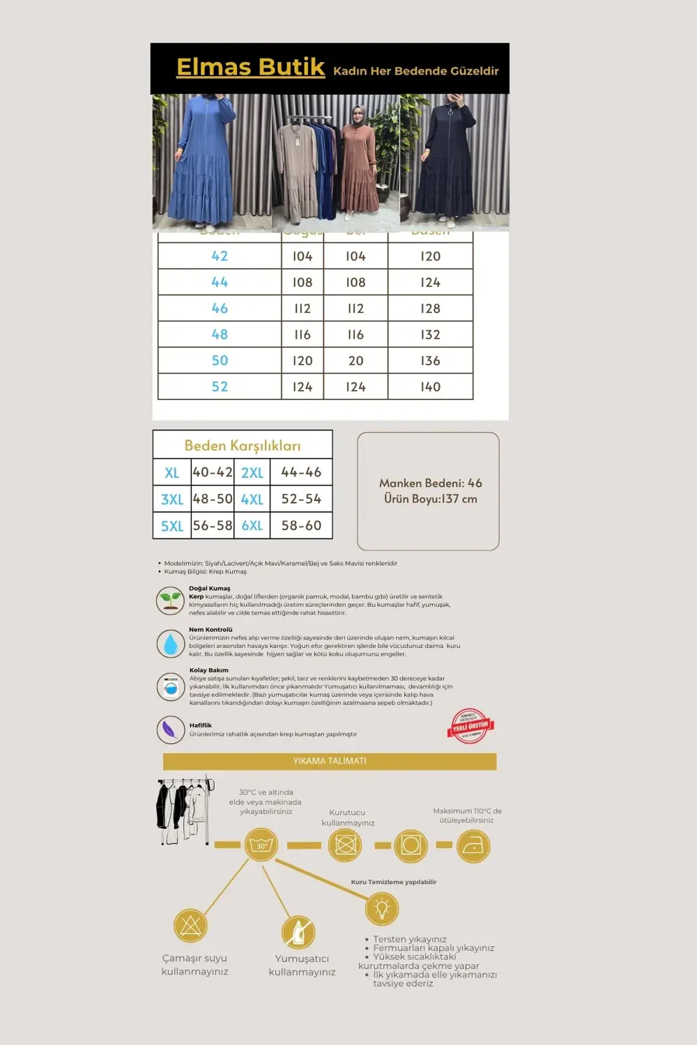 Kadın Tesettür Giyim Büyük Beden Elbise Ferace