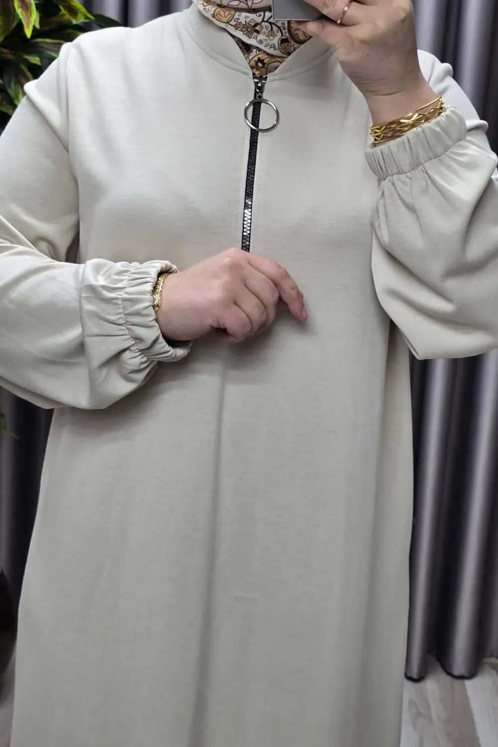 Kadın Tesettür Giyim Büyük Beden Fermuarlı Jumbo Uzun Tunik