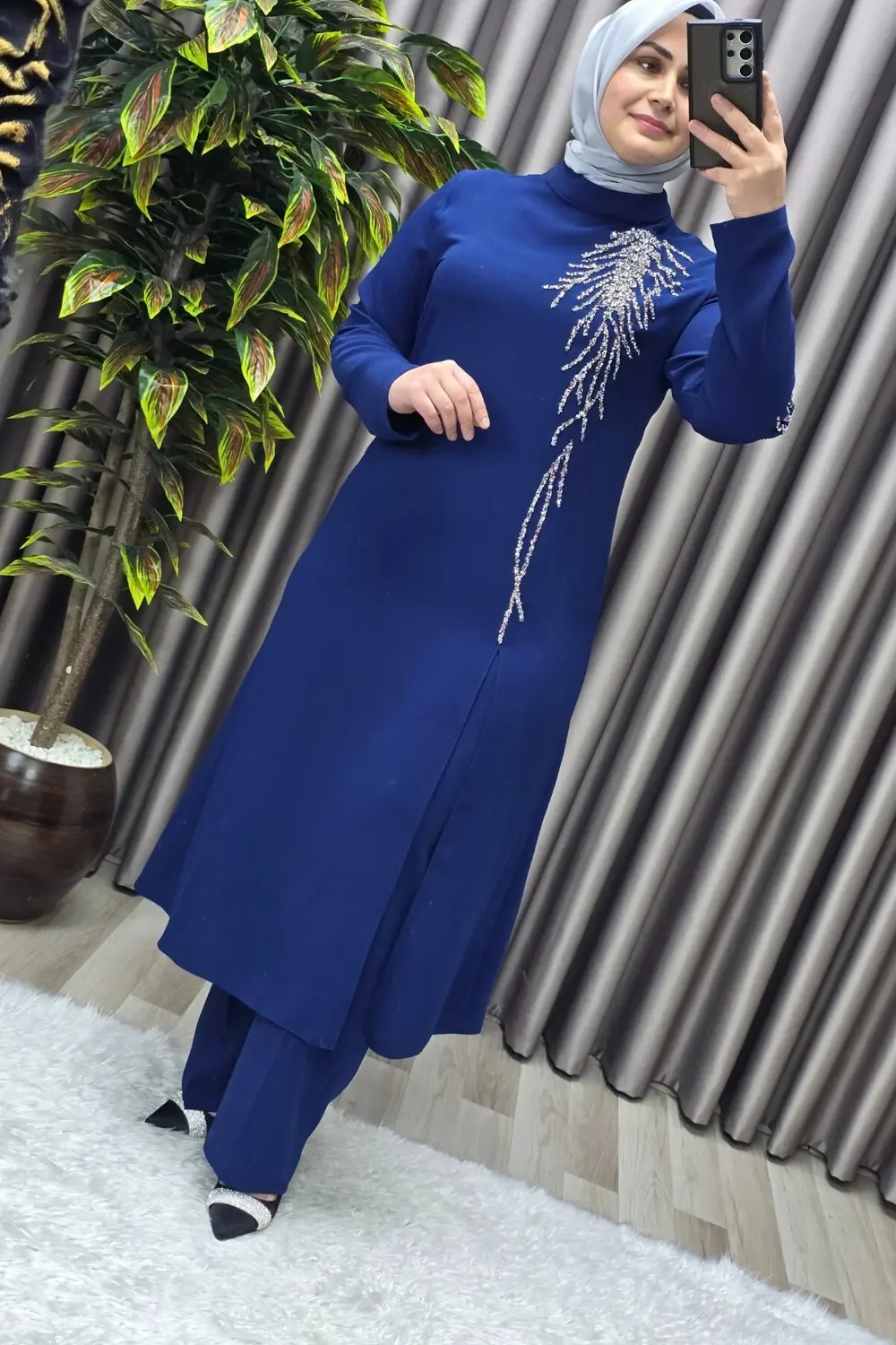 Kadın Tesettür Giyim Büyük Beden Gaye Abiye İkili Takım