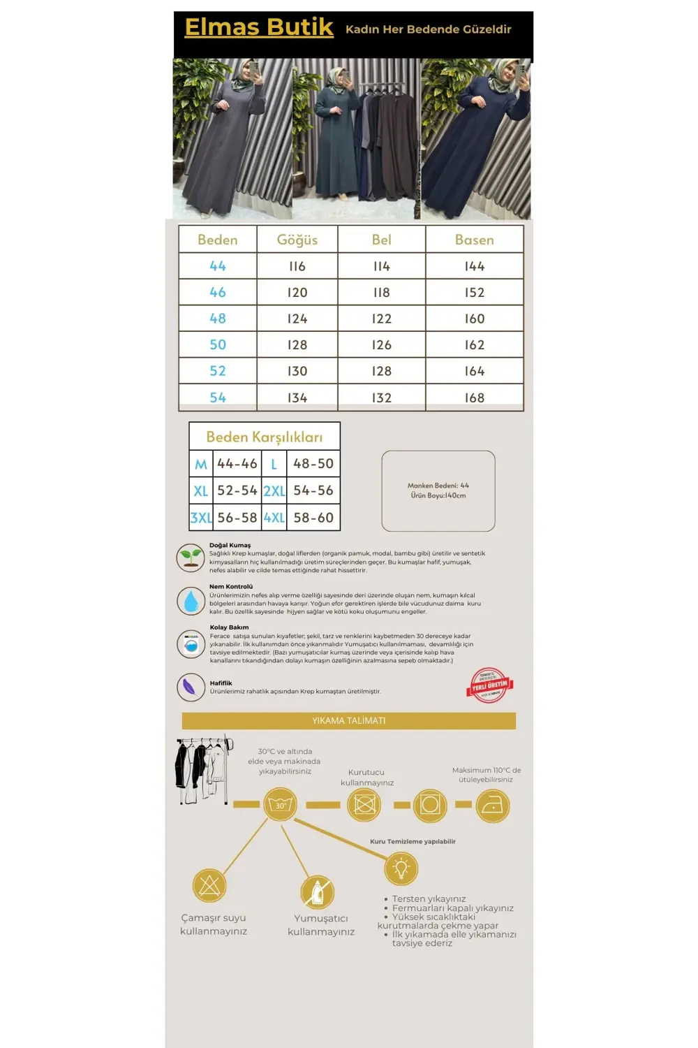 Kadın Tesettür Giyim Büyük Beden Hürrem Kol Ferace