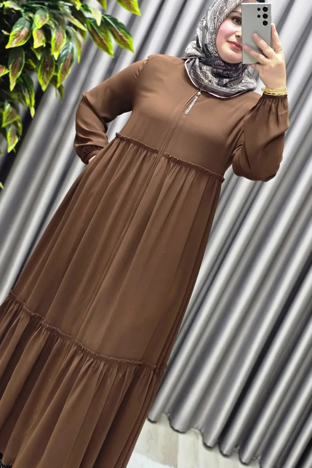 Kadın Tesettür Giyim Büyük Beden İki Katlı Ferace