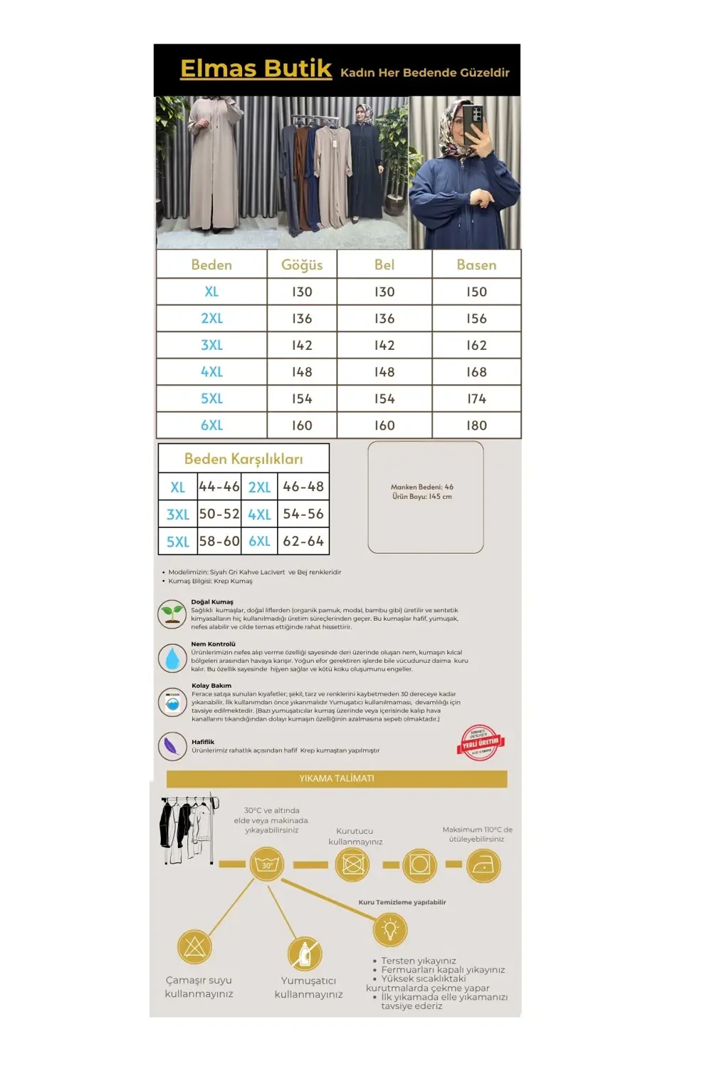 Kadın Tesettür Giyim Büyük Beden Nur Robalı Krep Ferace