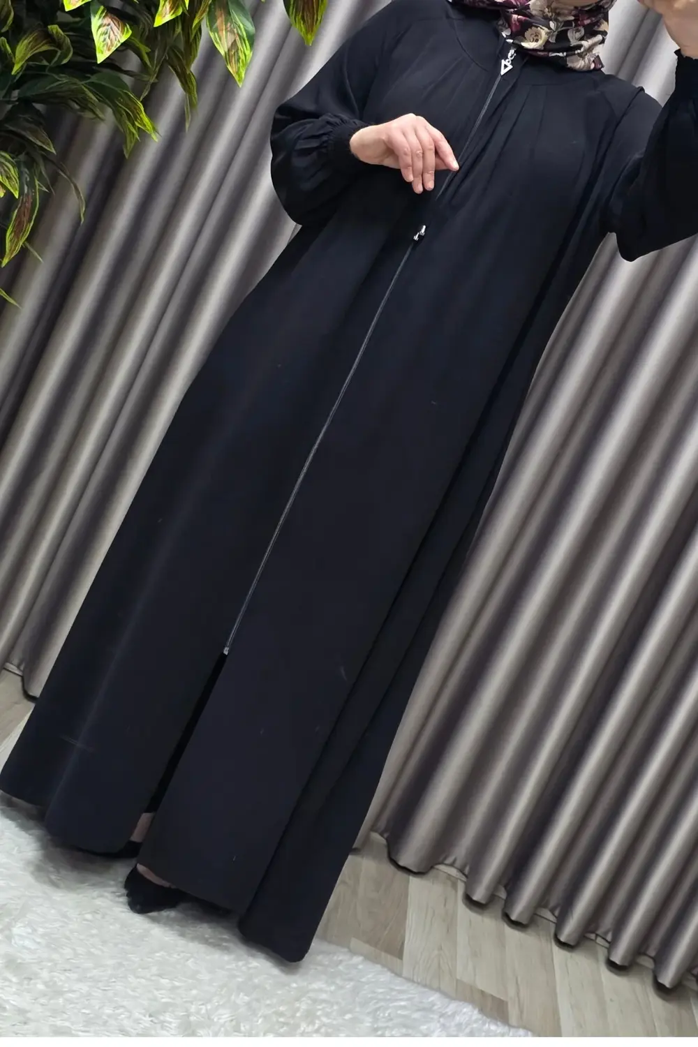 Kadın Tesettür Giyim Büyük Beden Nur Robalı Krep Ferace