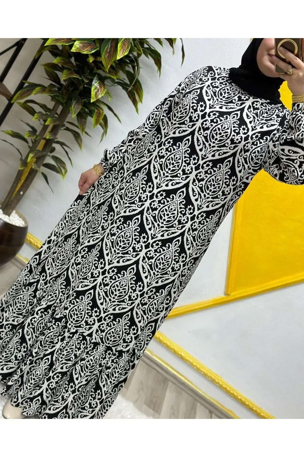 Kadın Tesettür Giyim Büyük Beden Osmanlı Desen Elbise