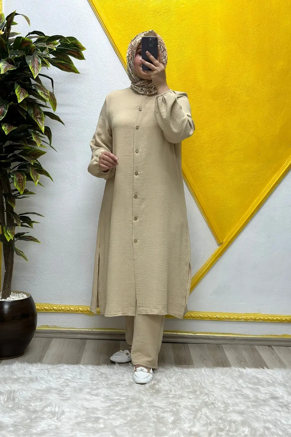 Kadın Tesettür Giyim Büyük Beden Pantolonlu Aerobin İkili Takım