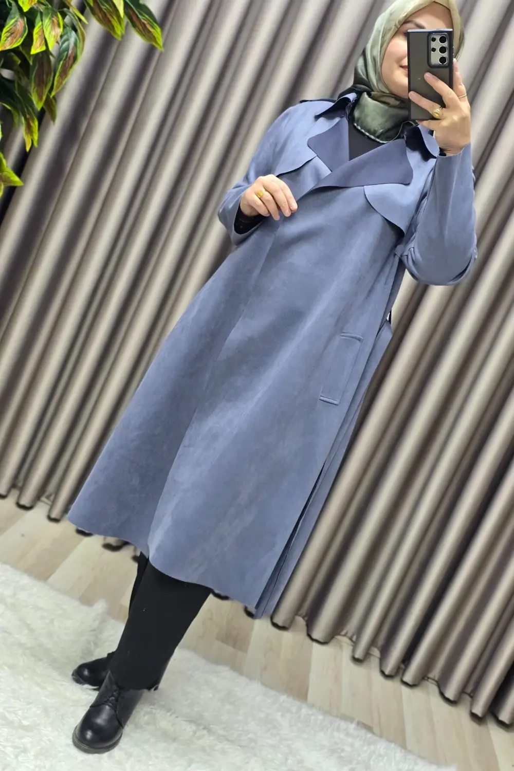 Kadın Tesettür Giyim Büyük Beden Süet Kap