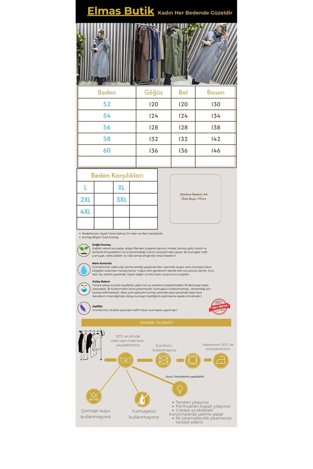 Kadın Tesettür Giyim Büyük Beden Süet Kap