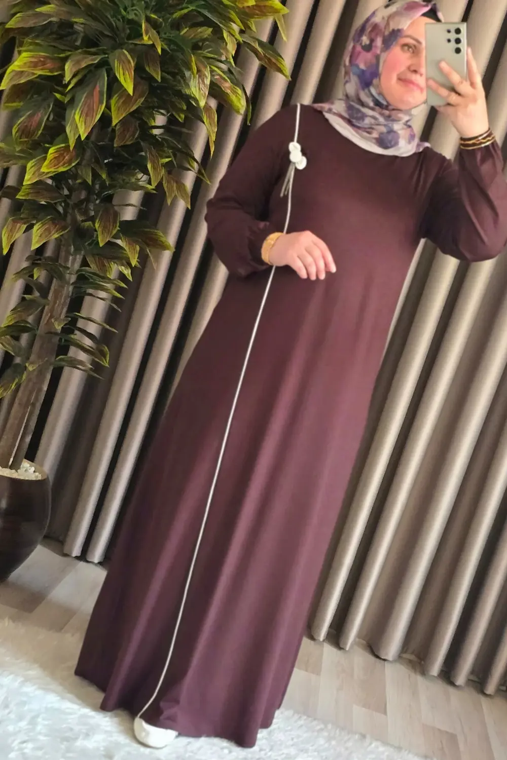 Kadın Tesettür Giyim Büyük Beden Şuğra Çiçekli Elbise