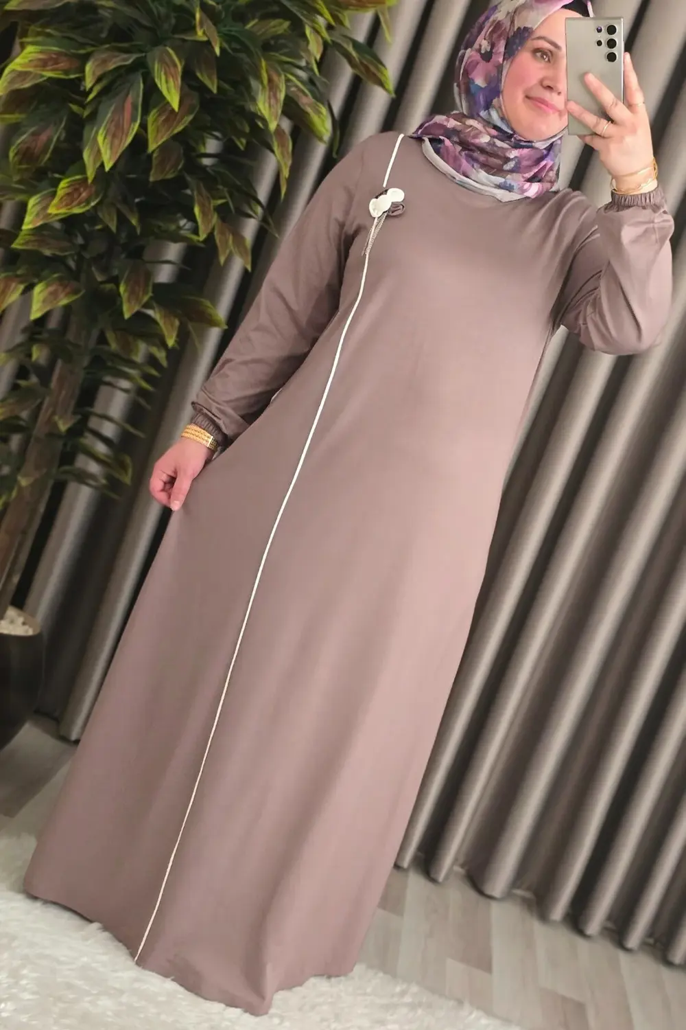 Kadın Tesettür Giyim Büyük Beden Şuğra Çiçekli Elbise