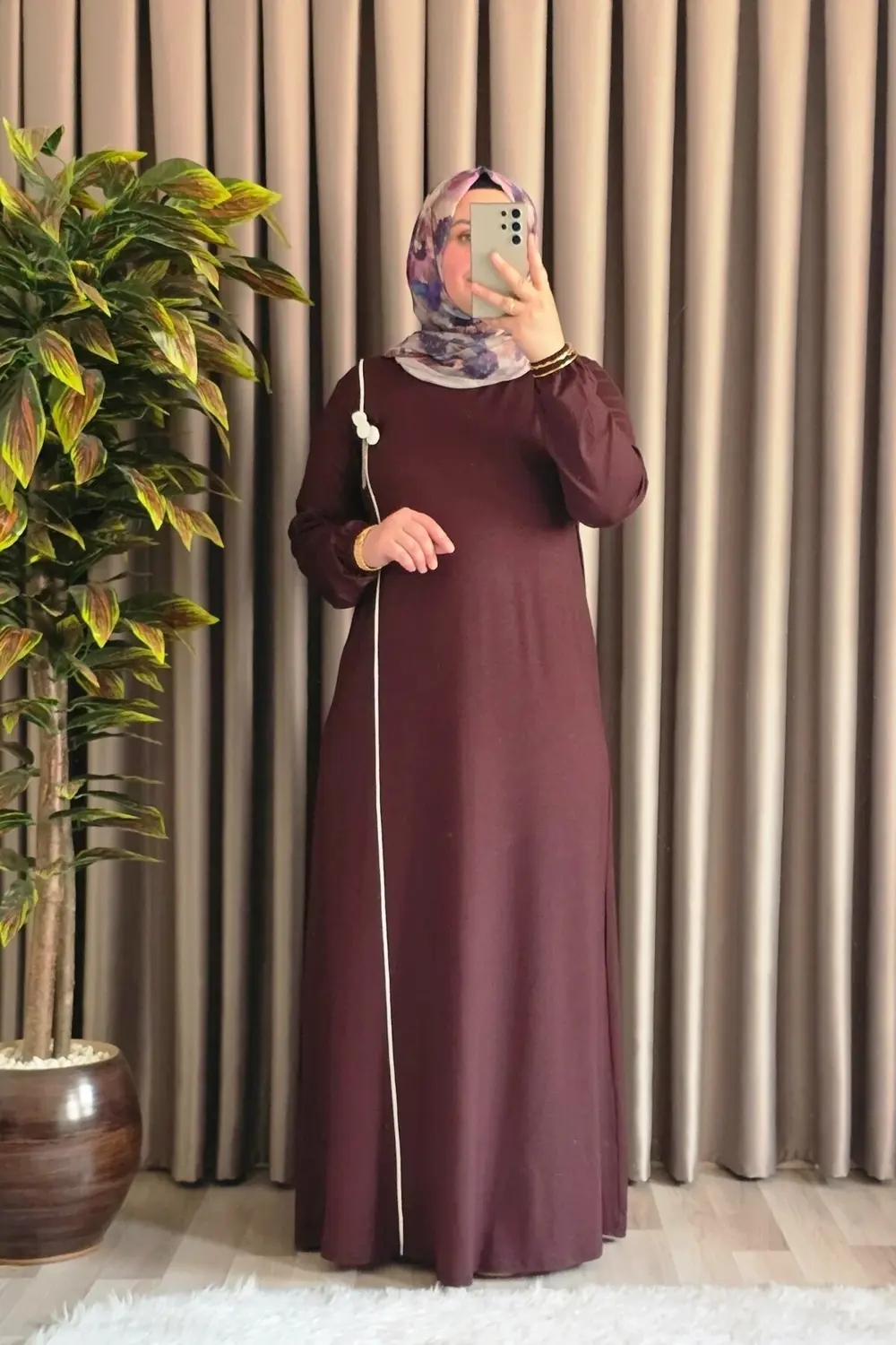 Kadın Tesettür Giyim Büyük Beden Şuğra Çiçekli Elbise