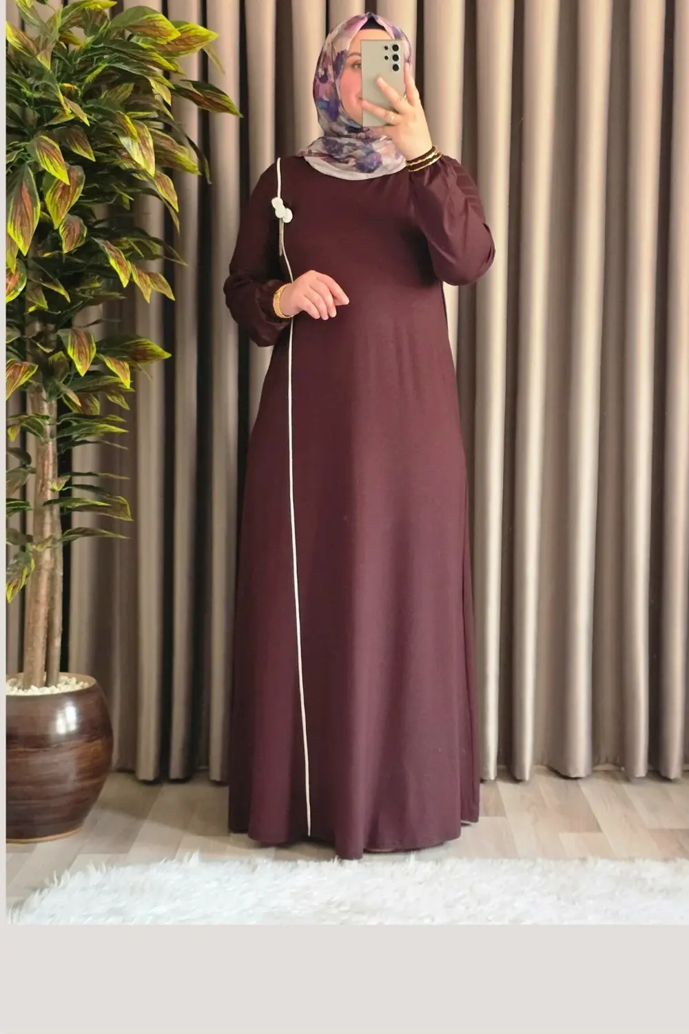 Kadın Tesettür Giyim Büyük Beden Şuğra Çiçekli Elbise