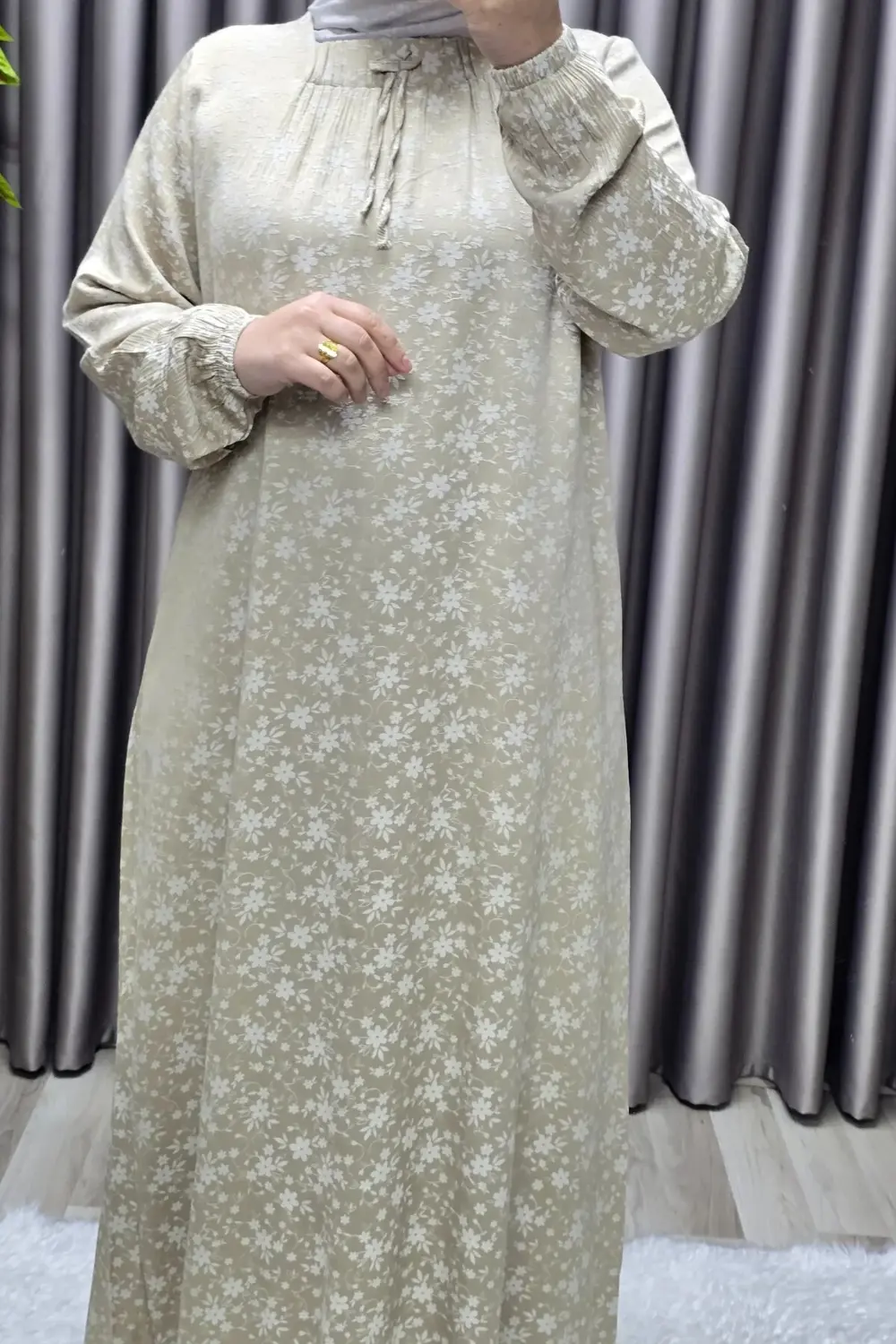 Kadın Tesettür Giyim Büyük Beden Tansel Keten Nida 2 Elbise