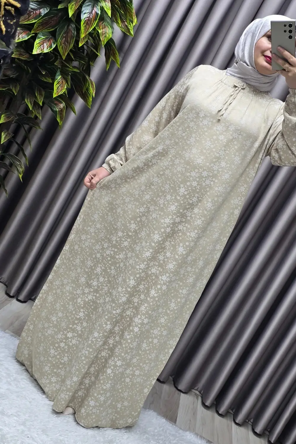 Kadın Tesettür Giyim Büyük Beden Tansel Keten Nida 2 Elbise