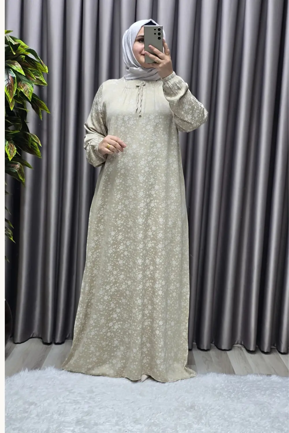 Kadın Tesettür Giyim Büyük Beden Tansel Keten Nida 2 Elbise