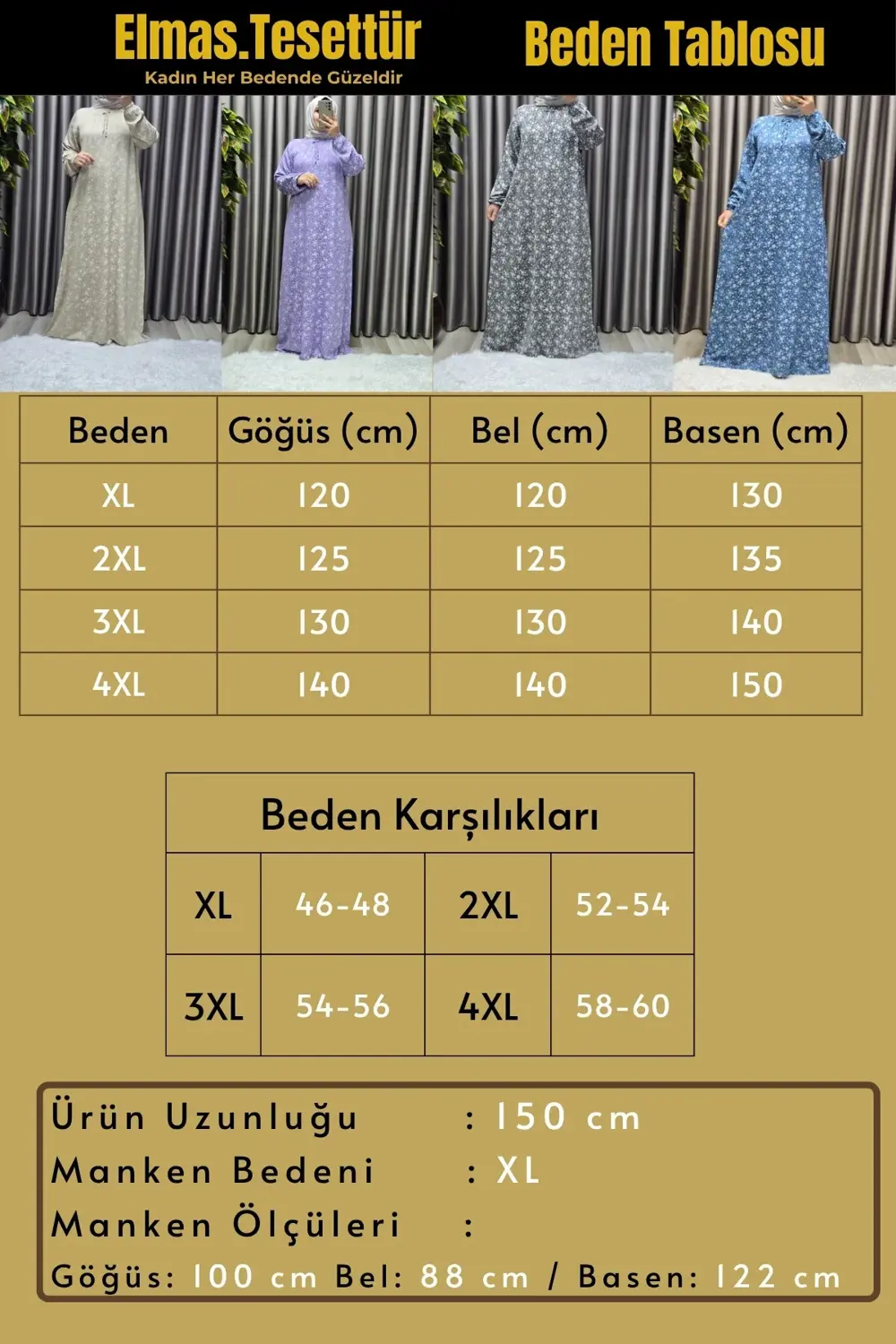 Kadın Tesettür Giyim Büyük Beden Tansel Keten Nida 2 Elbise