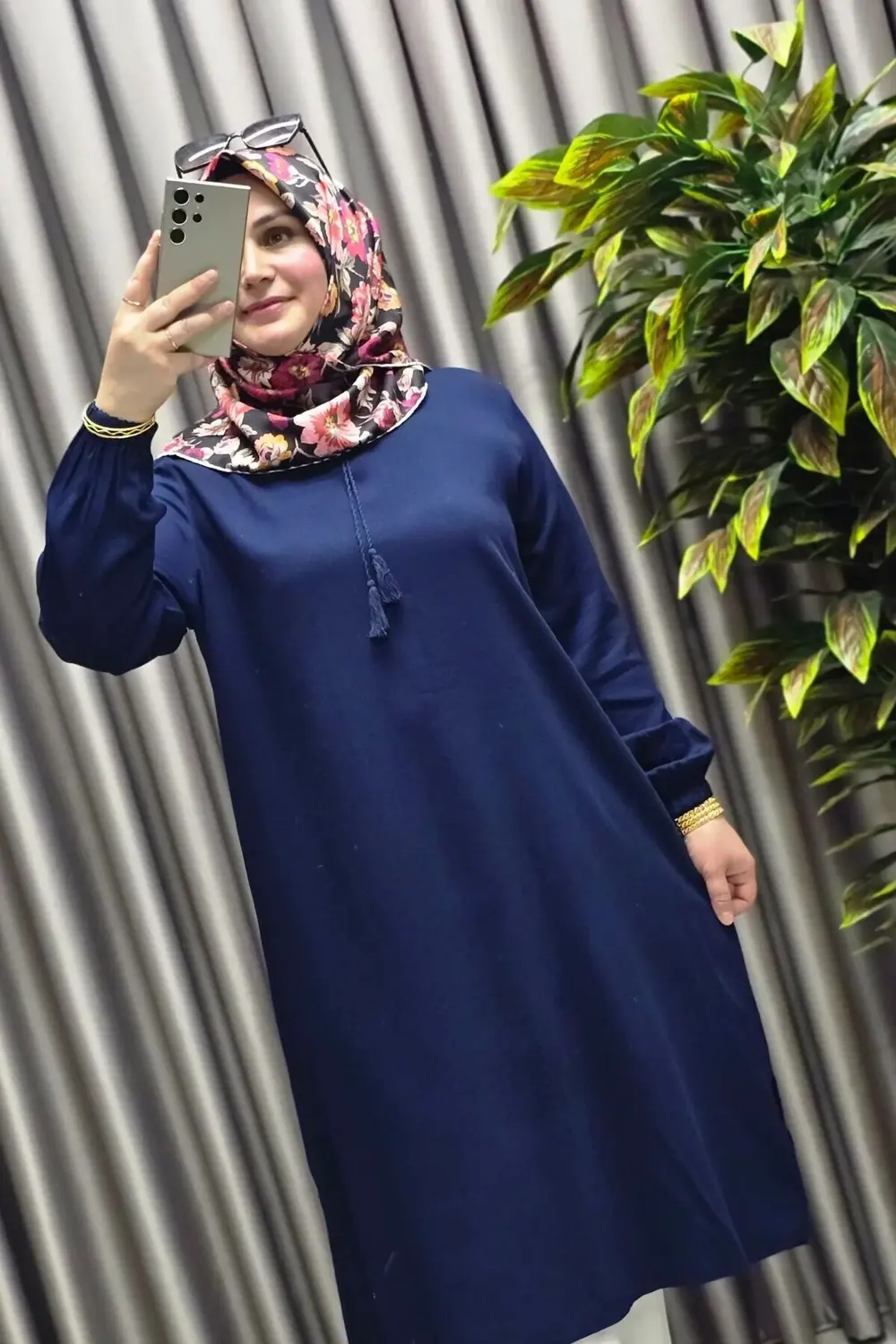 Kadın Tesettür Giyim Büyük Beden Tek Renk İpli Tunik