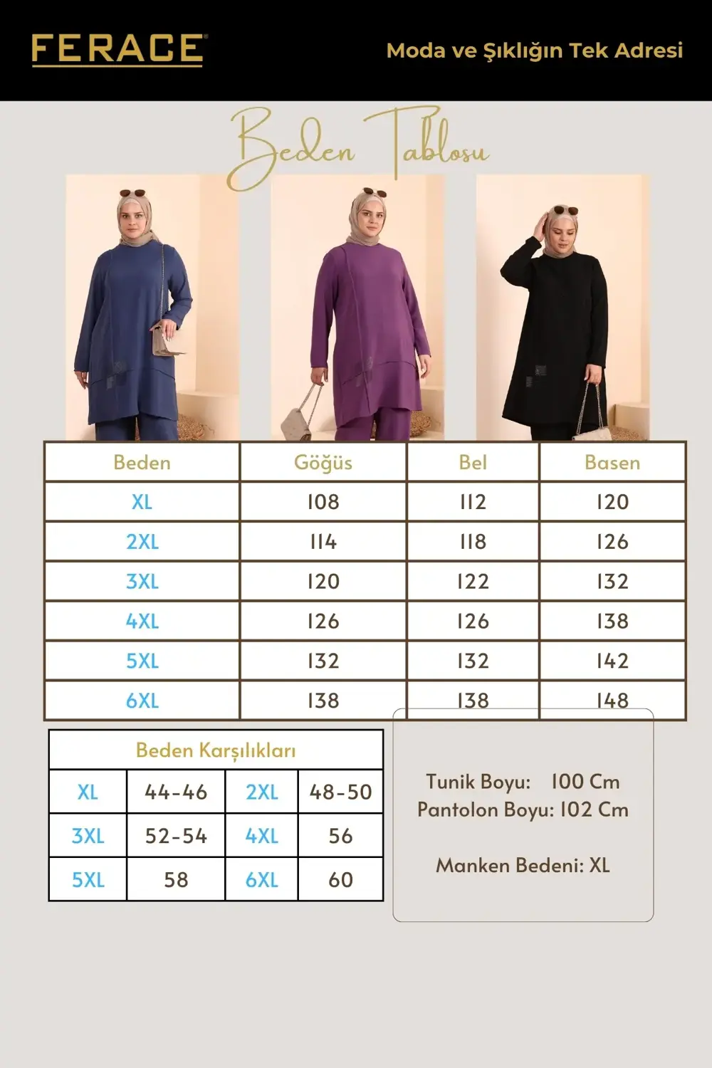 Kadin Tesettur Giyim Buyuk Beden Tesettur Ikili Takim Ayrobin Pan