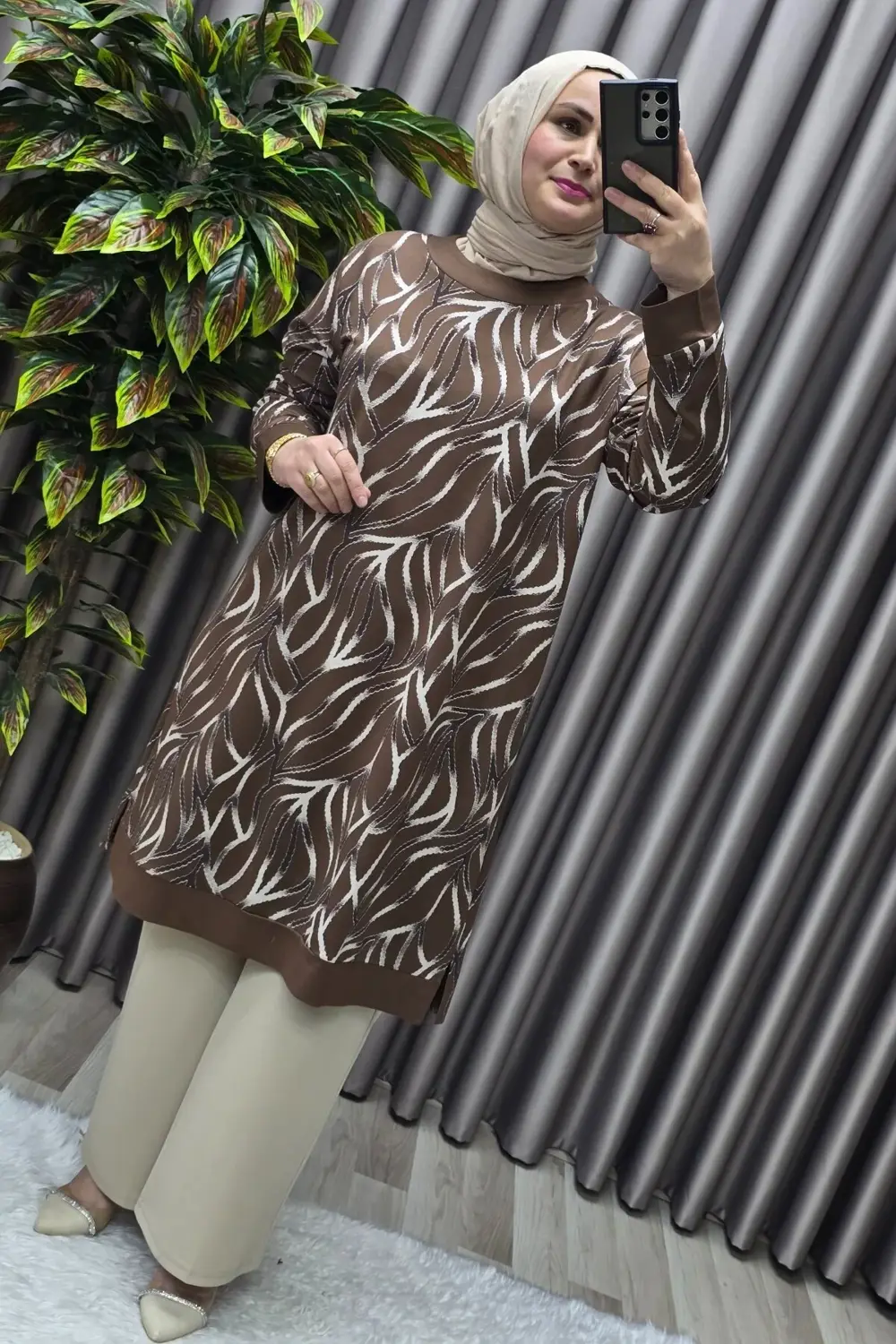 Kadın Tesettür Giyim Büyük Beden Trend Simli Tunik
