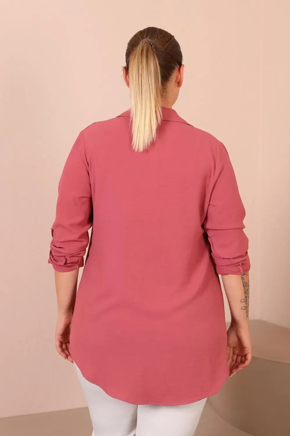 Kadin Tesettur Giyim Buyuk Beden Tunik Gömlek Tas Bakili