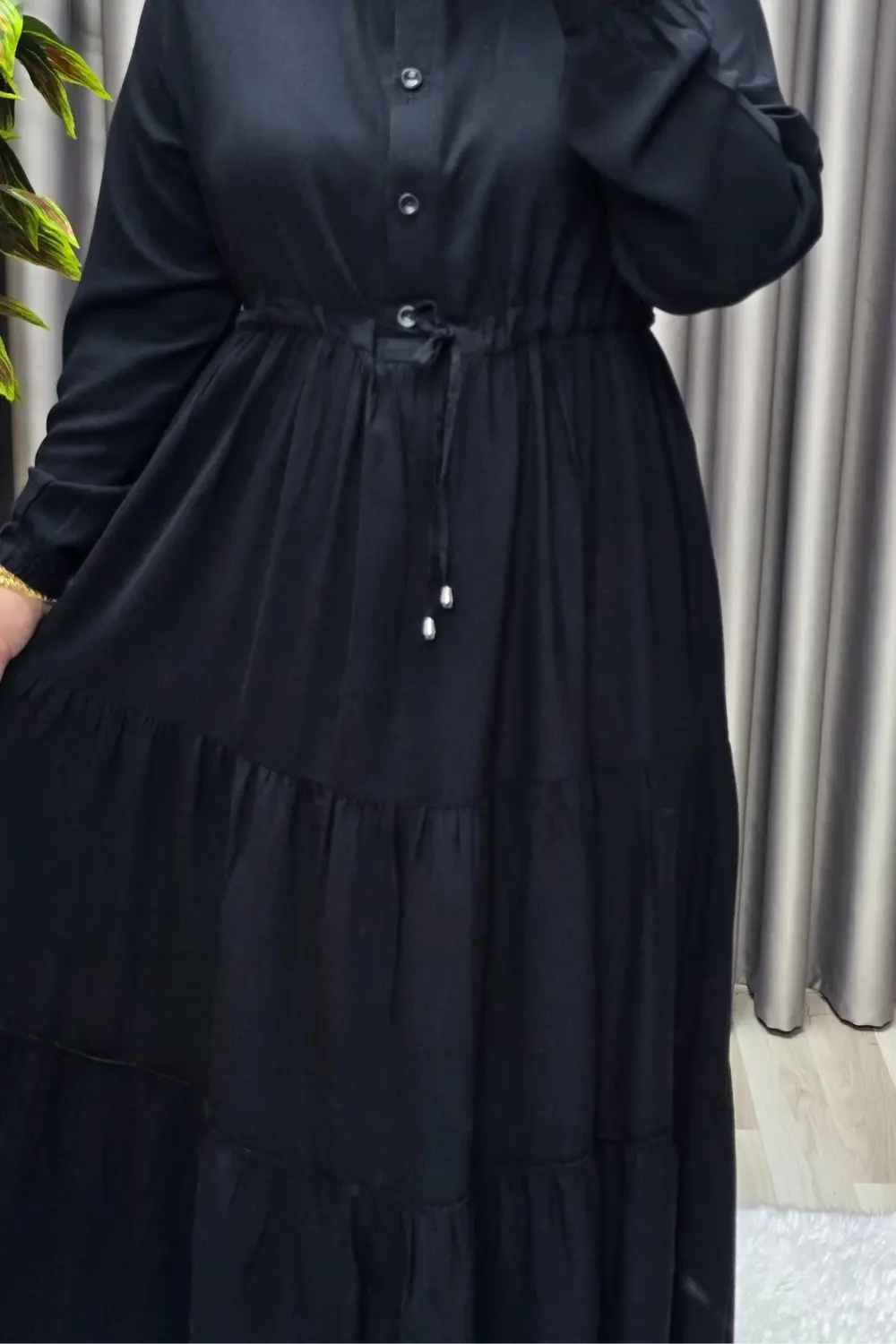 Kadın Tesettür Giyim Büyük Beden Üç Katlı Elbise