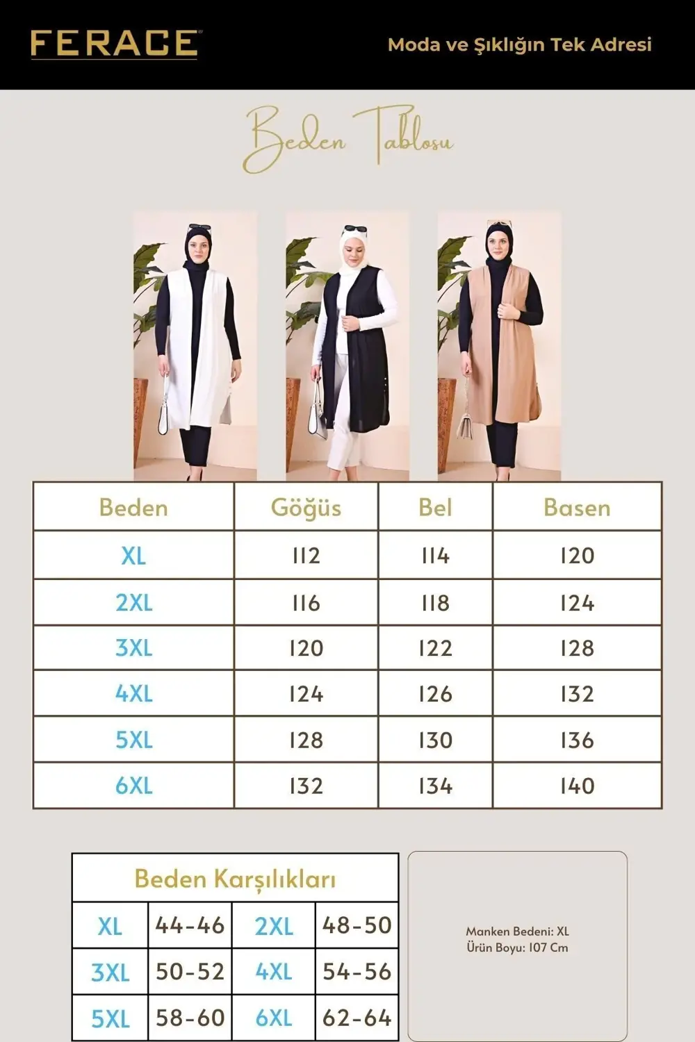 Kadin Tesettur Giyim Buyuk Beden Yazlik Anne Yelek Taba