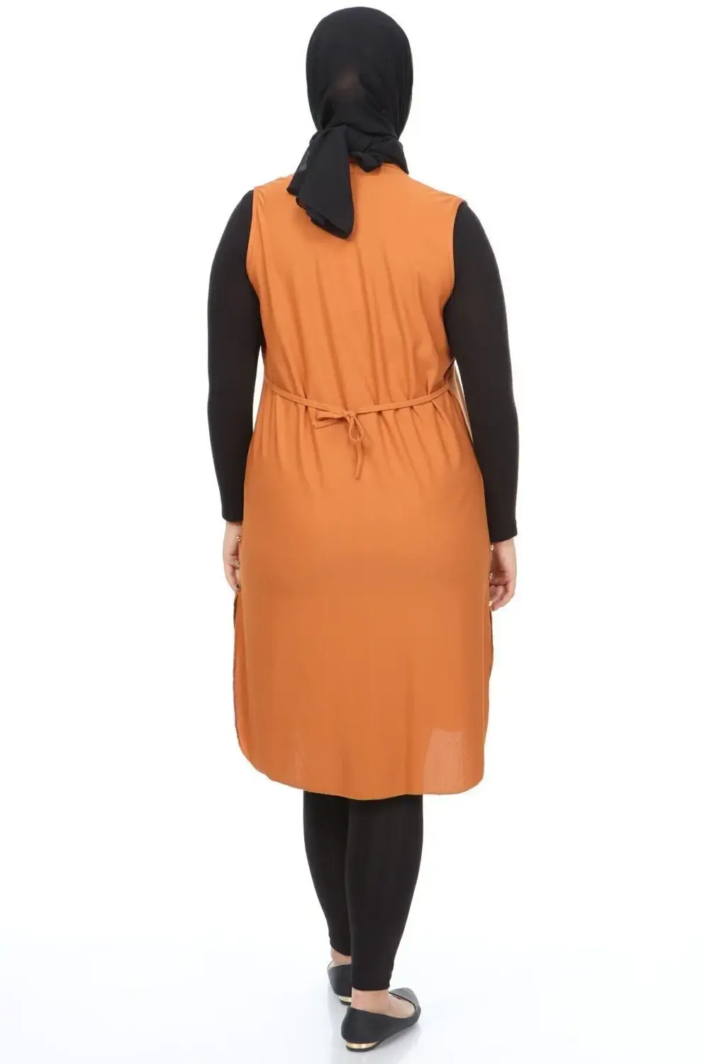 Kadin Tesettur Giyim Buyuk Beden Yazlik Anne Yelek Taba