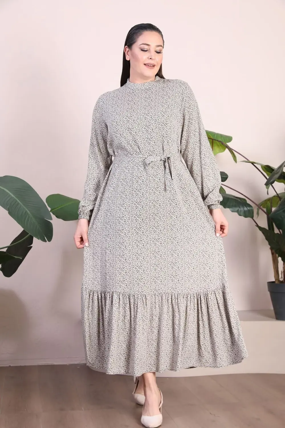 Kadın Tesettür Giyim Elbise Büyük Beden Giyim Hakim Yaka Çıtır De