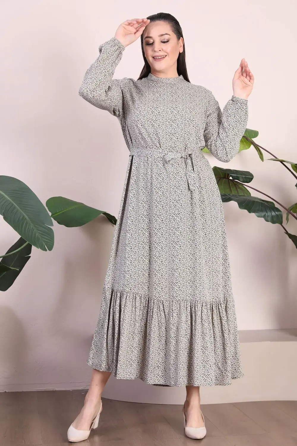 Kadın Tesettür Giyim Elbise Büyük Beden Giyim Hakim Yaka Çıtır De