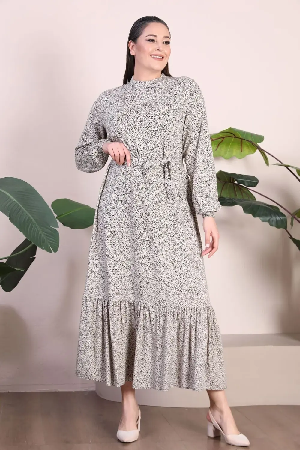 Kadın Tesettür Giyim Elbise Büyük Beden Giyim Hakim Yaka Çıtır De