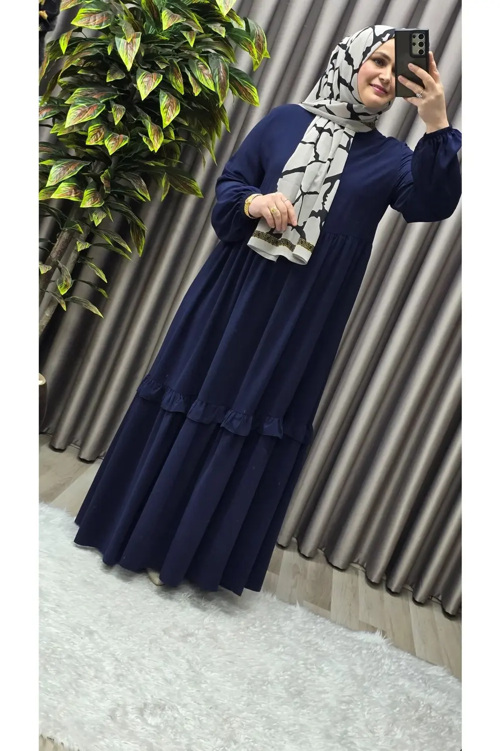 Kadın Tesettür Giyim Endonezya Krebi Fırfırlı Elbise