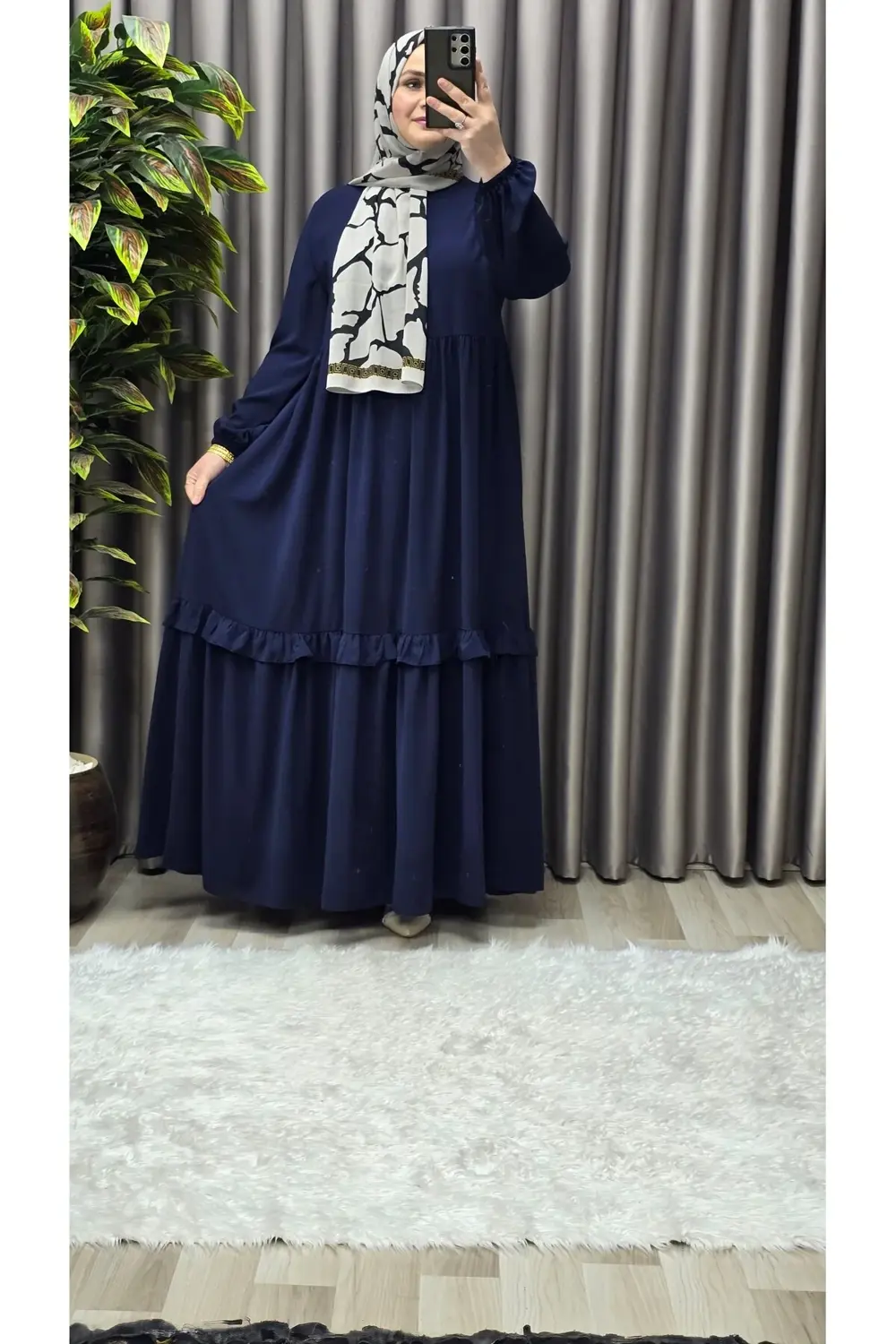 Kadın Tesettür Giyim Endonezya Krebi Fırfırlı Elbise