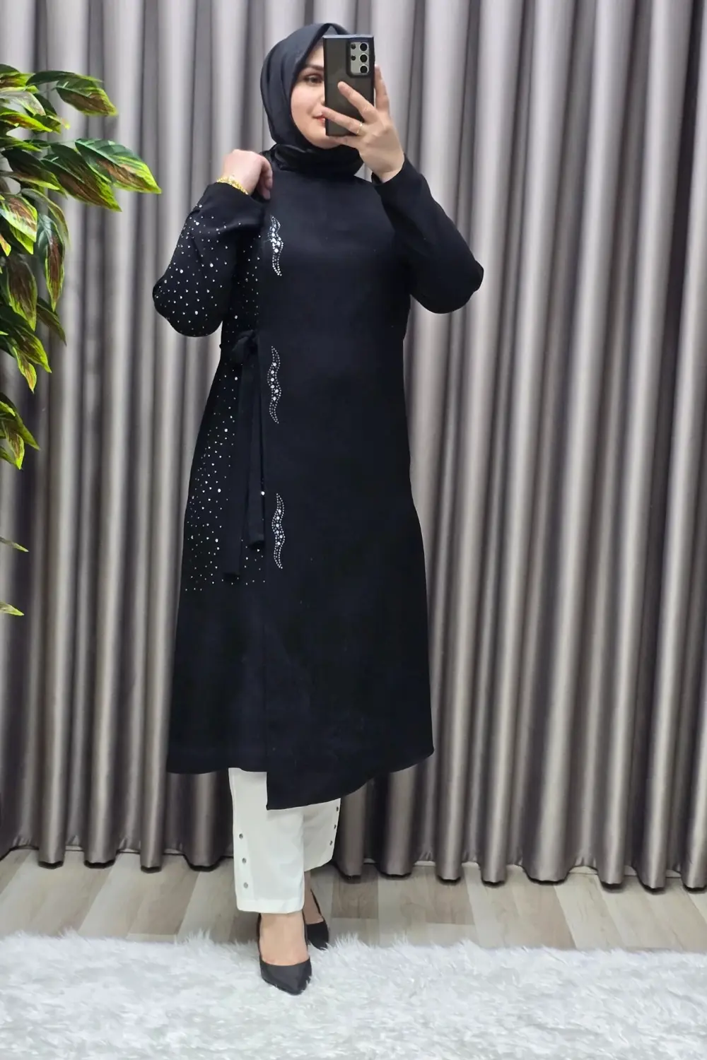 Kadın Tesettür Giyim Krep Abiye Tunik