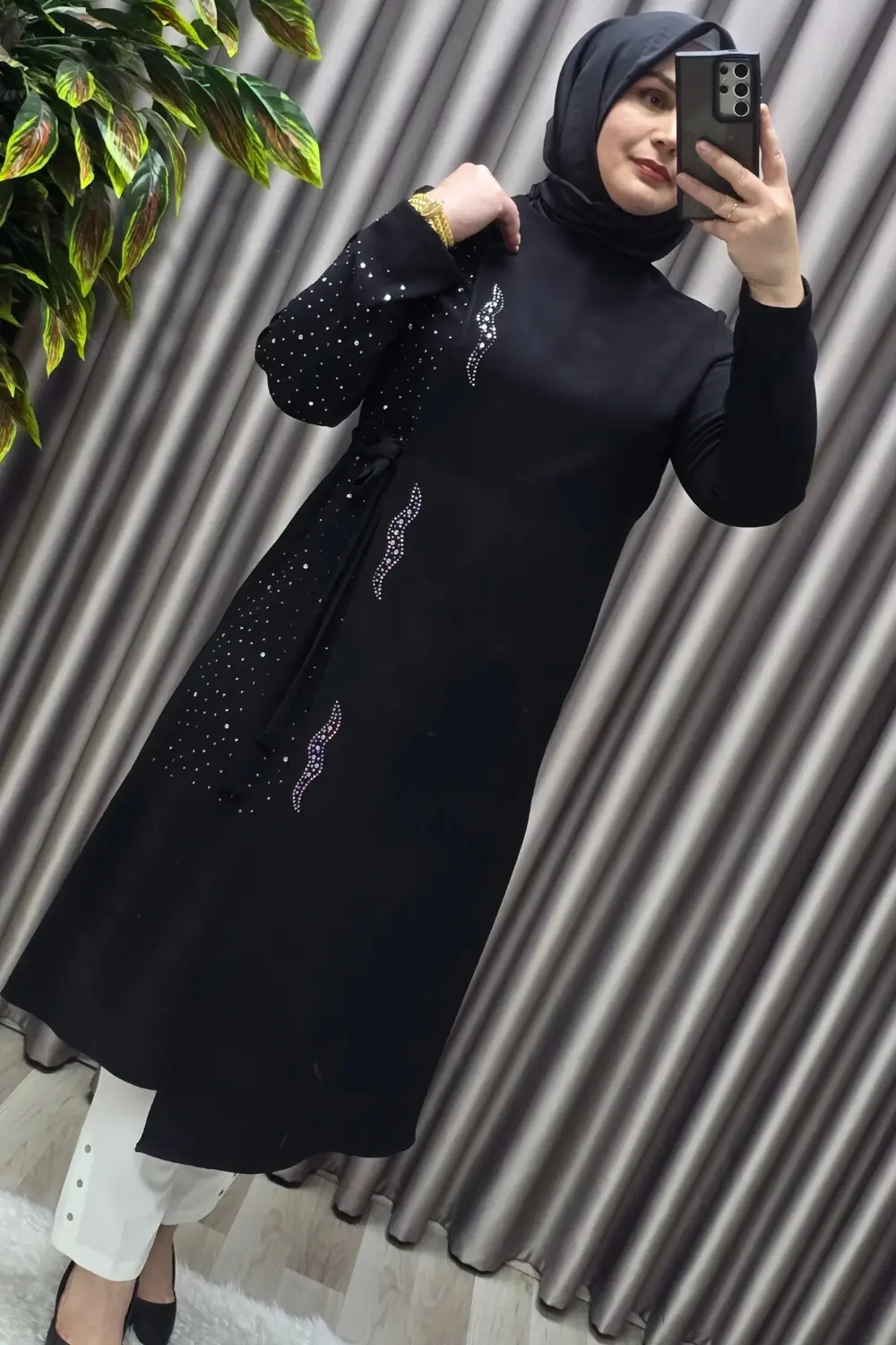 Kadın Tesettür Giyim Krep Abiye Tunik