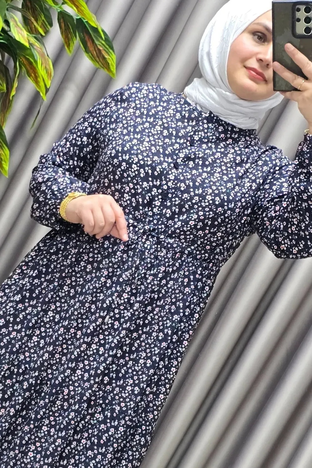 Kadın Tesettür Giyim Yazlık Viscon Üç Katlı Papatya Elbise