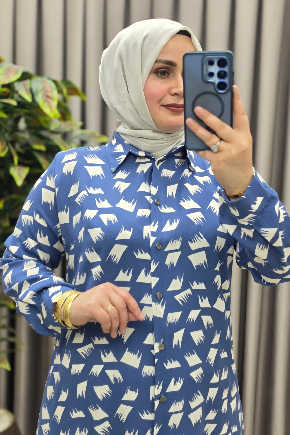 Kadın Tesettür Giyim Büyük Beden Çıtır Desen Gömlek Kadın Tesettür Giyim Büyük Beden Çıtır Desen Gömlek - Görsel 6