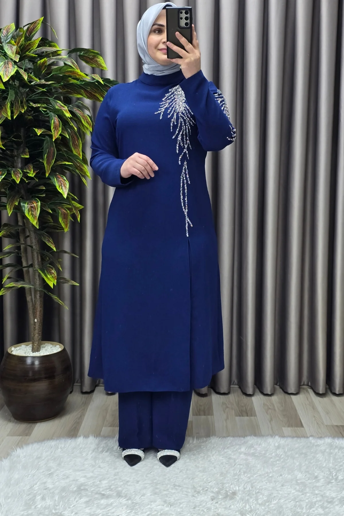 Kadın Tesettür Giyim Büyük Beden Gaye Abiye İkili Takım