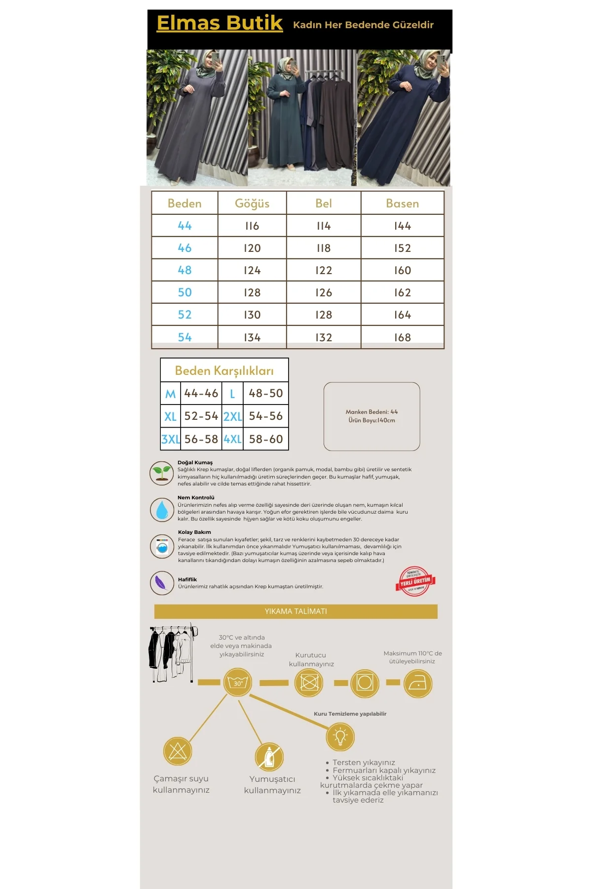 Kadın Tesettür Giyim Büyük Beden Hürrem Kol Ferace