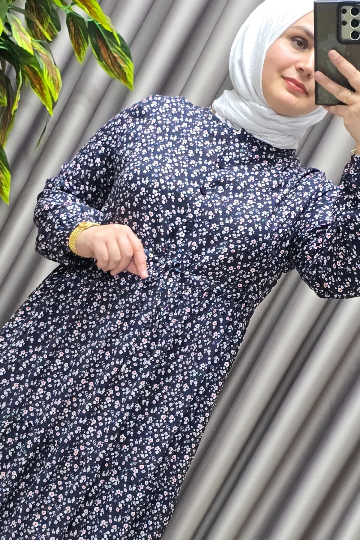 Kadın Tesettür Giyim Yazlık Viscon Üç Katlı Papatya Elbise