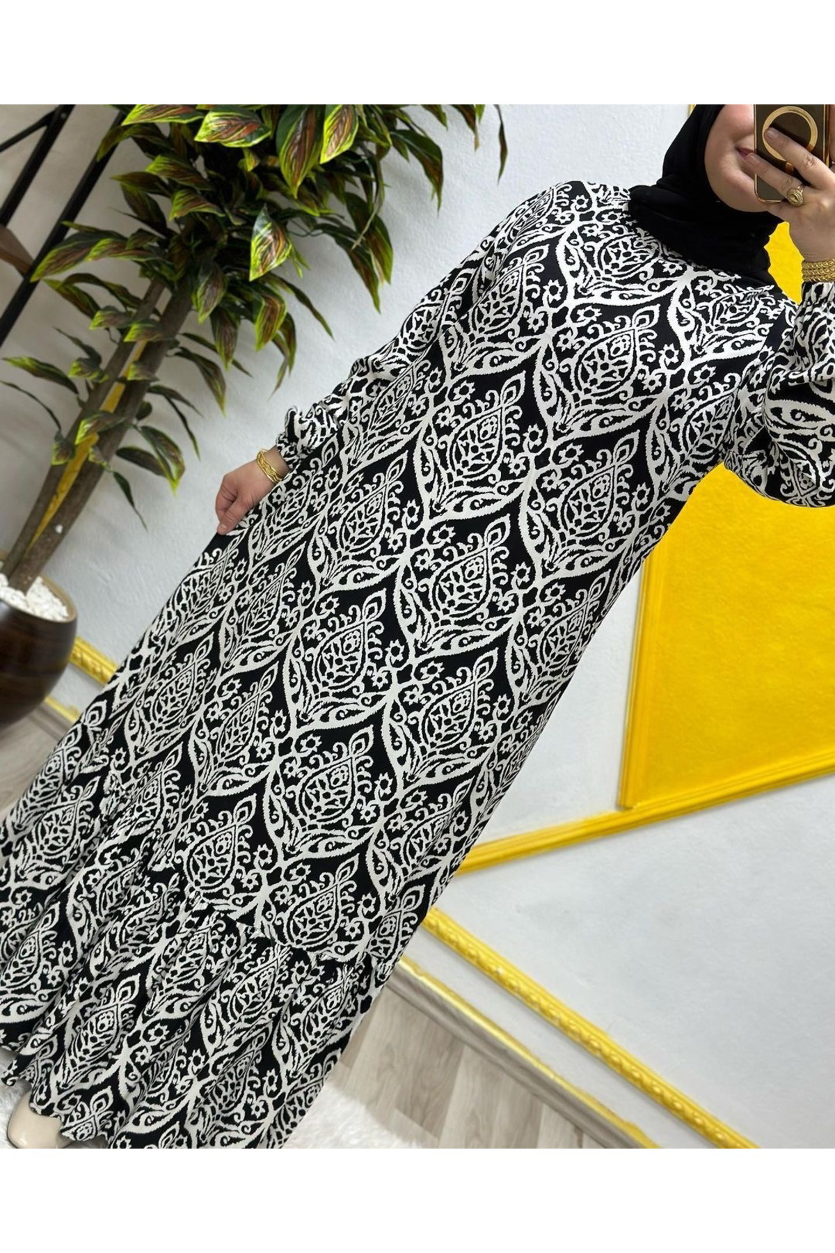 Kadın Tesettür Giyim Büyük Beden Osmanlı Desen Elbise