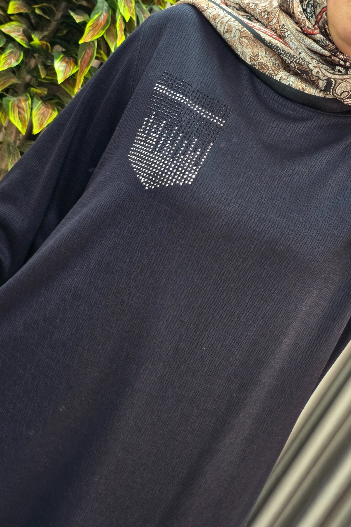 Elmas Tesettür Kadın Tesettür Giyim Büyük Beden Cebi Taş İşlmeli İkili Takım