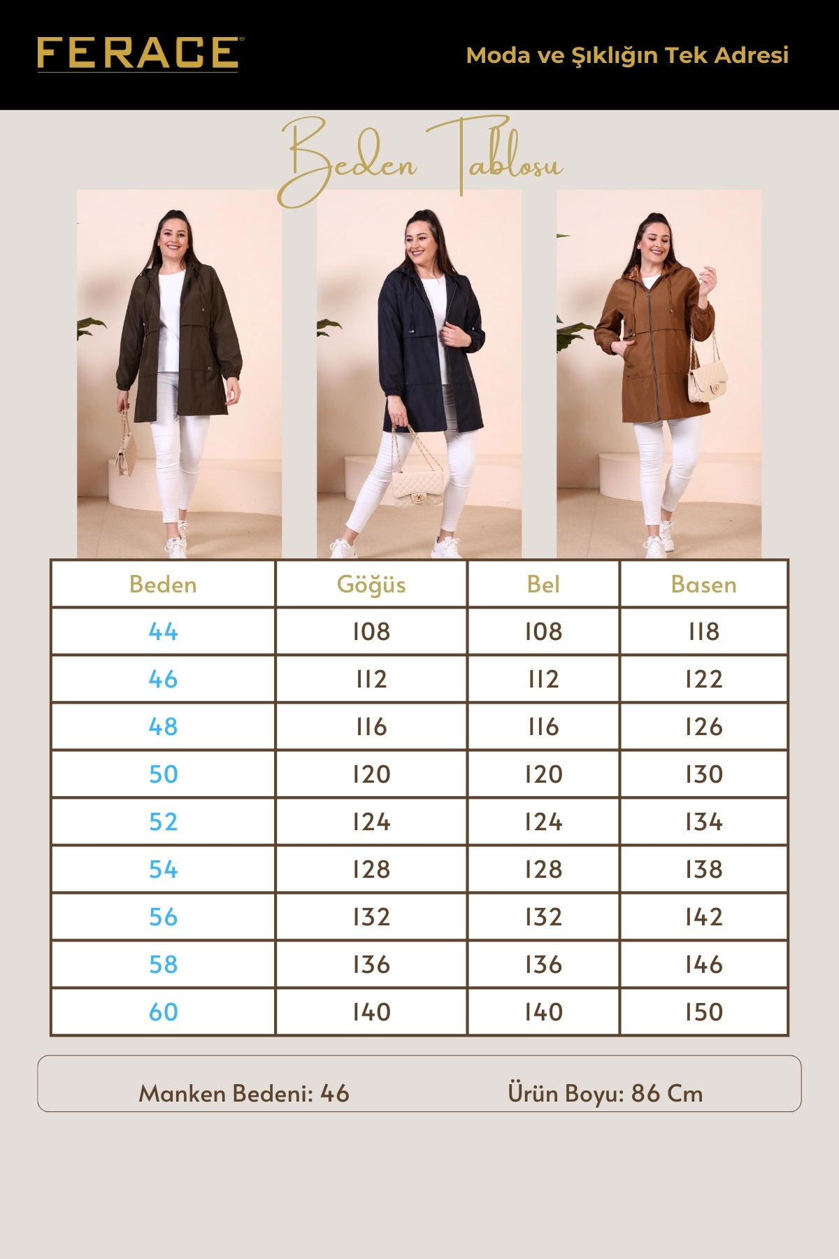 Ferace Kadin Tesettur Giyim Buyuk Beden Mevsimlik Spor Trenckot Haki