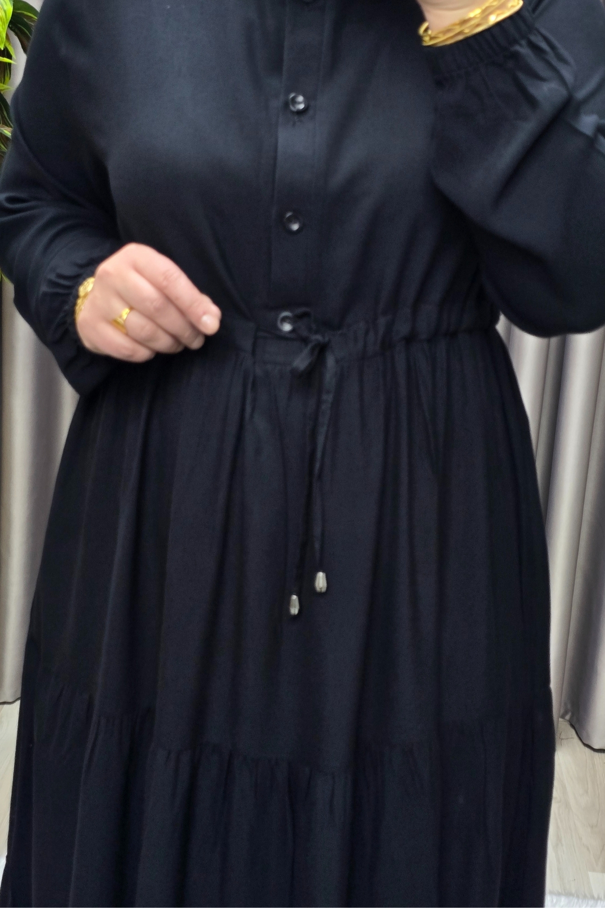 Kadın Tesettür Giyim Büyük Beden Üç Katlı Elbise