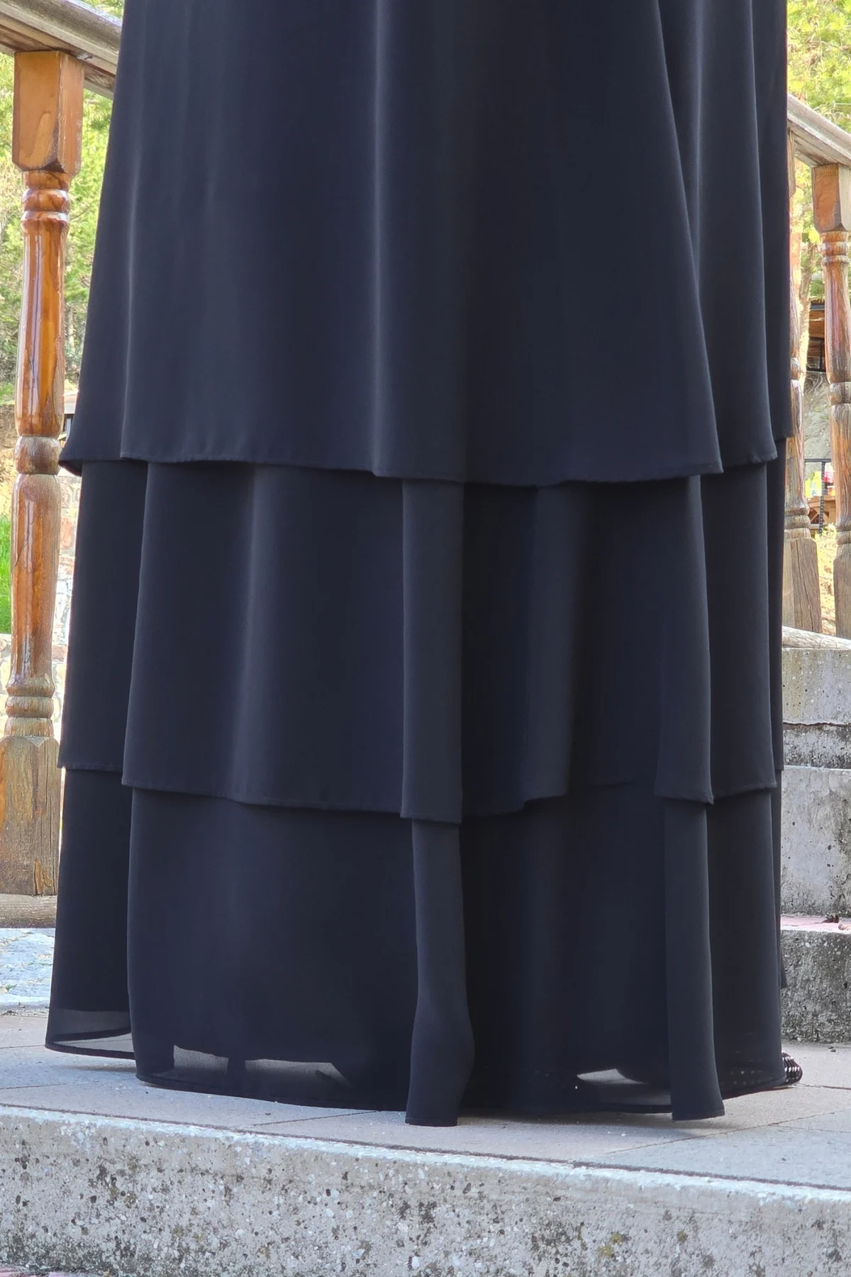 Kadın Tesettür Giyim Büyük Beden Üç Katlı Astarlı Abaya Ferace