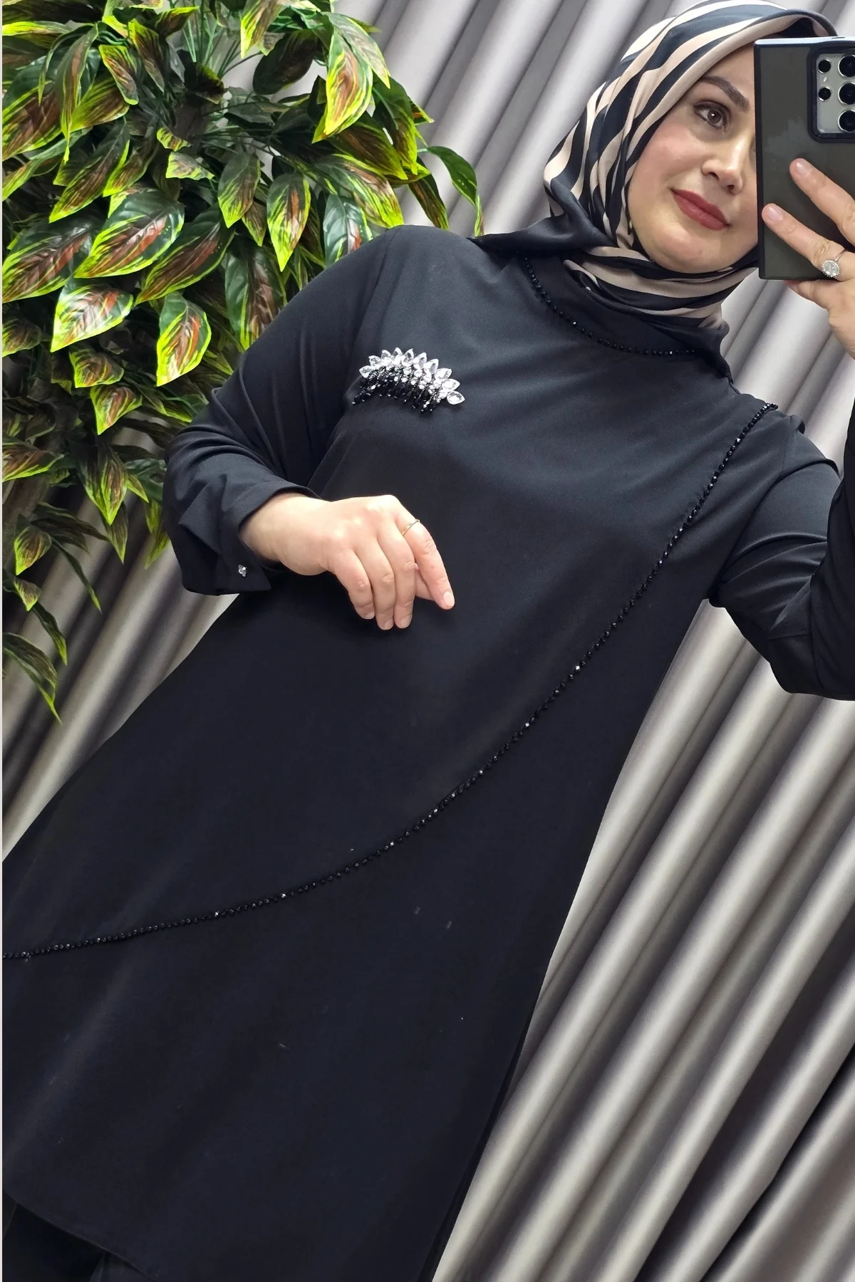 Kadın Tesettür Giyim Büyük Beden Çağla Krep İkili Takım