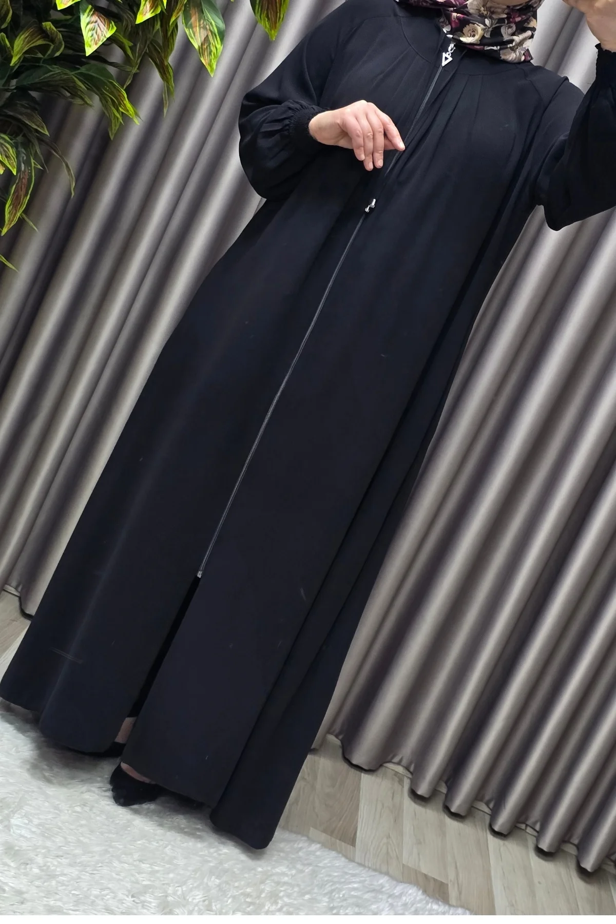 Kadın Tesettür Giyim Büyük Beden Nur Robalı Krep Ferace