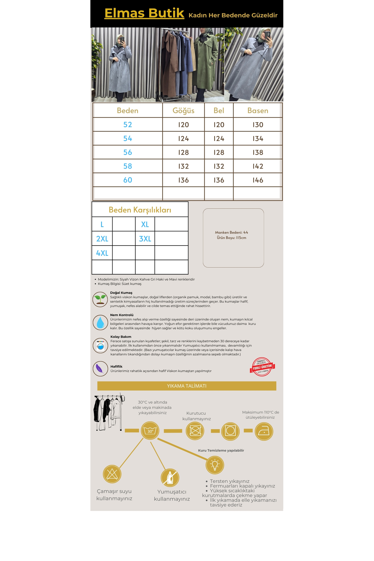 Elmas Tesettür Kadın Tesettür Giyim Büyük Beden Süet Kap